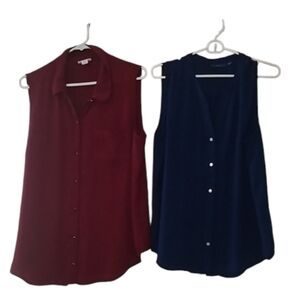Set of 2 XL Sleeveless Tops Red/Blue